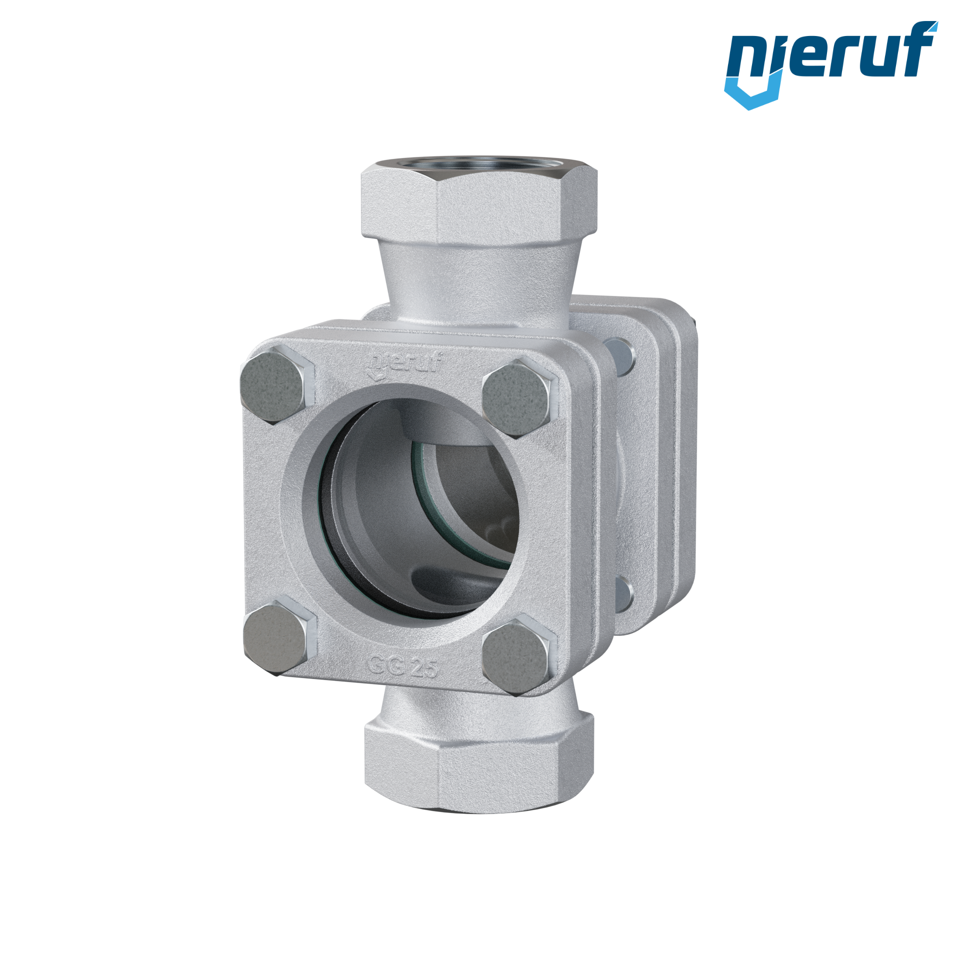 oblò di osservazione filettato / specola visiva a ghiera G 2" pollici ghisa grigia GG25 vetro borosilicato