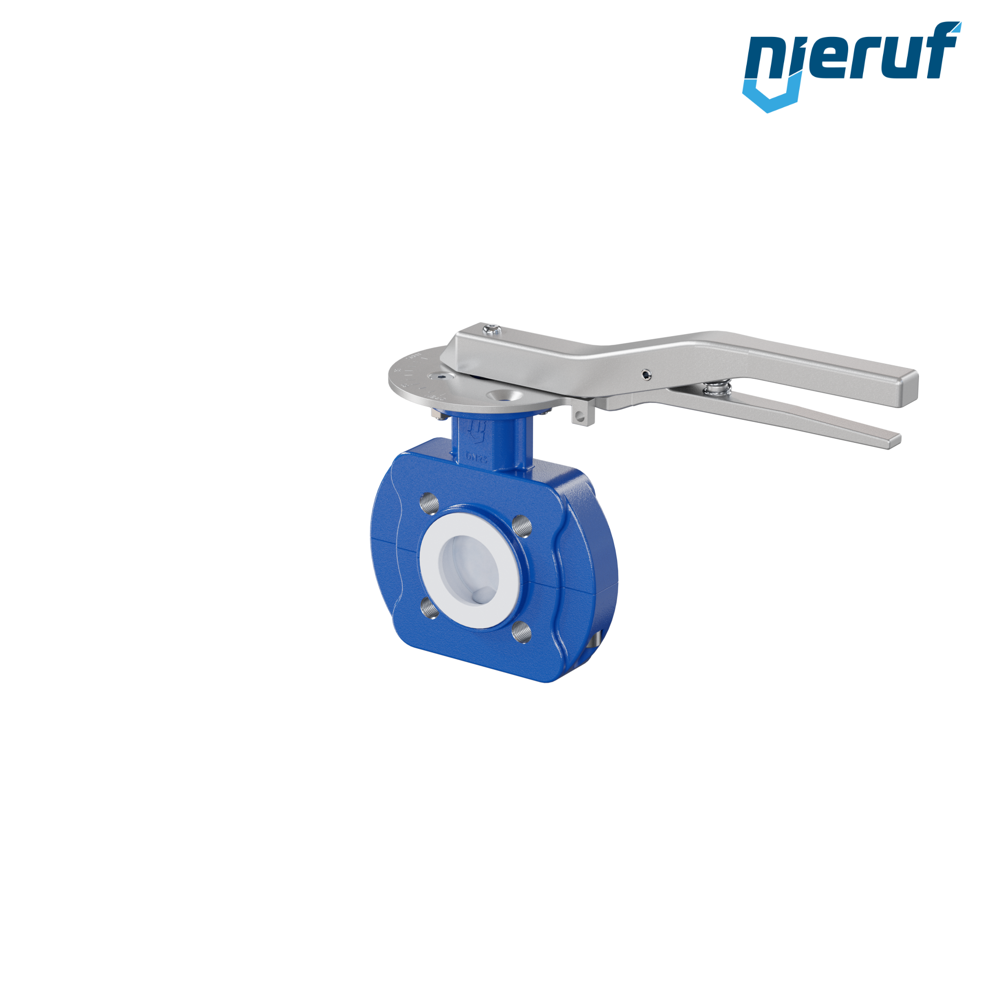 PFA-Absperrklappe PTFE AK10 DN25 ANSI150 Rasthebel Silikon Einlage