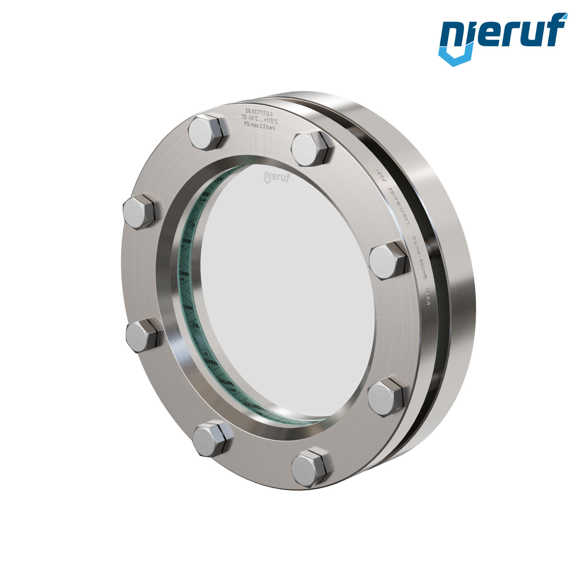 oblò di osservazione per serbatoi DN125 - 5" pollici  BS01 acciaio inossidabile 1.4571 vetro borosilicato 2,5bar