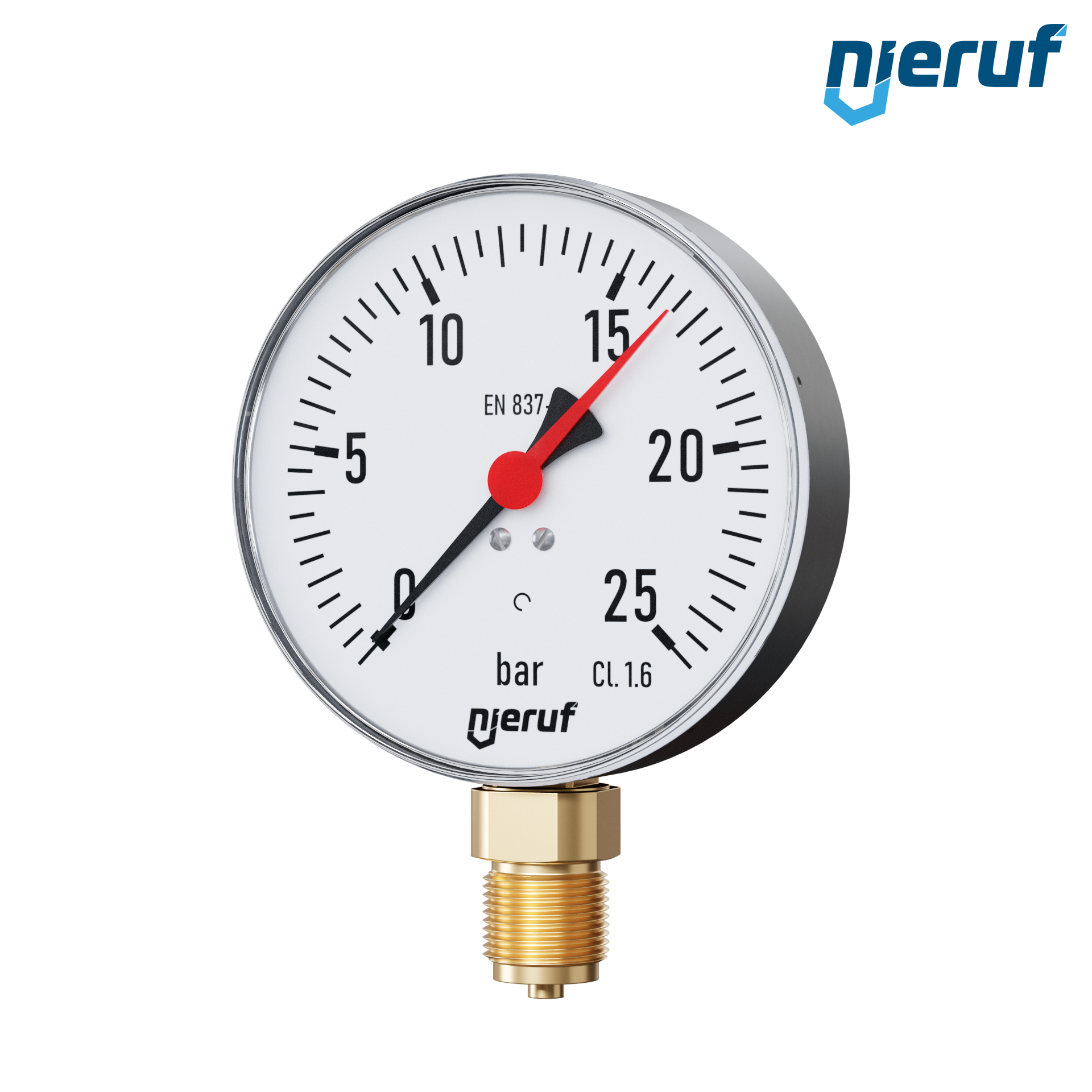 manometro G 1/2" radiale 100 mm acciaio MM04 0 - 25,0 bar senza fluido di riempimento, asciutto