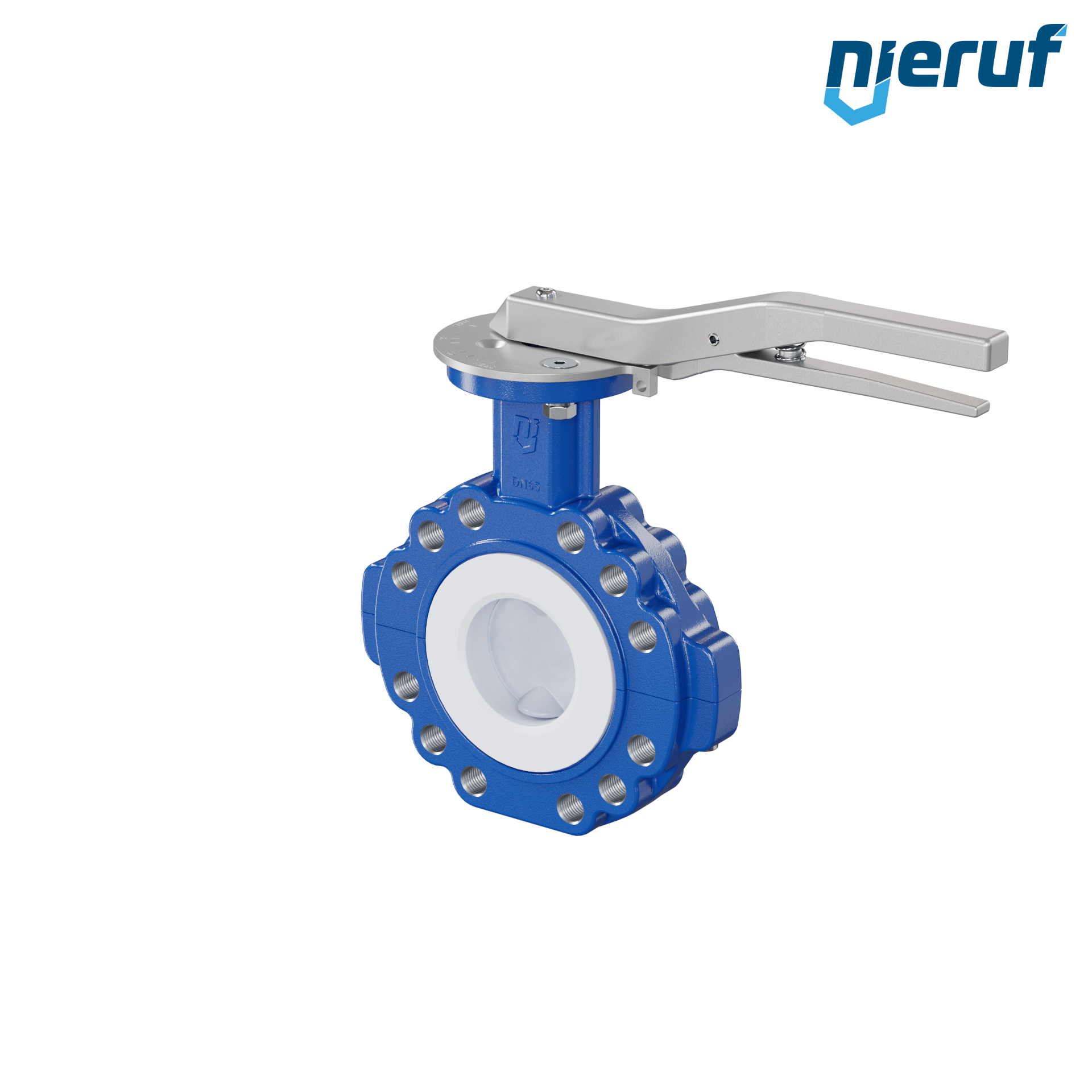 PFA-Absperrklappe PTFE AK10 DN65 PN10-PN16 Rasthebel Silikon Einlage