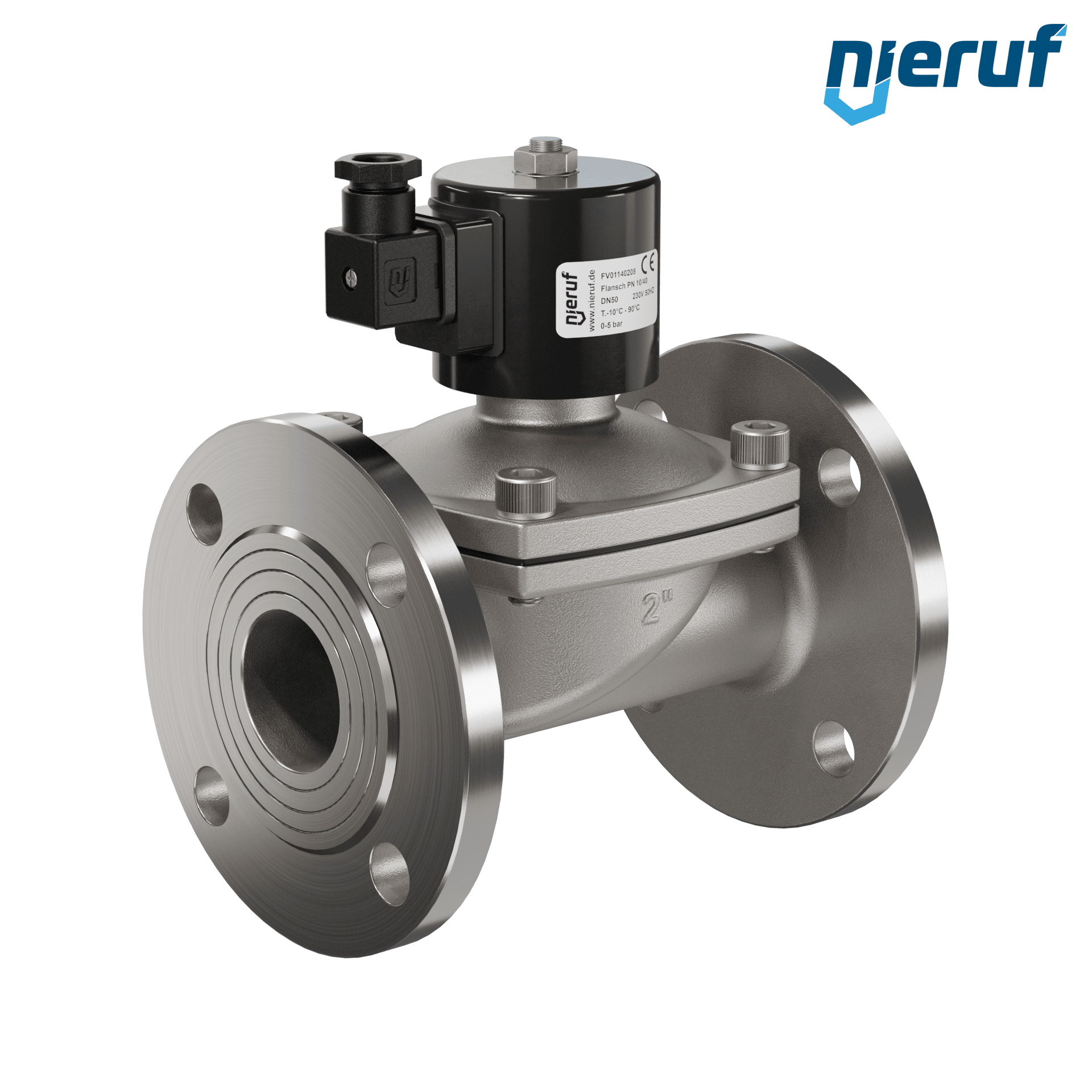 Vakuum-Magnetventil mit Flansch DN50 Edelstahl FV01 NBR 230V 50Hz