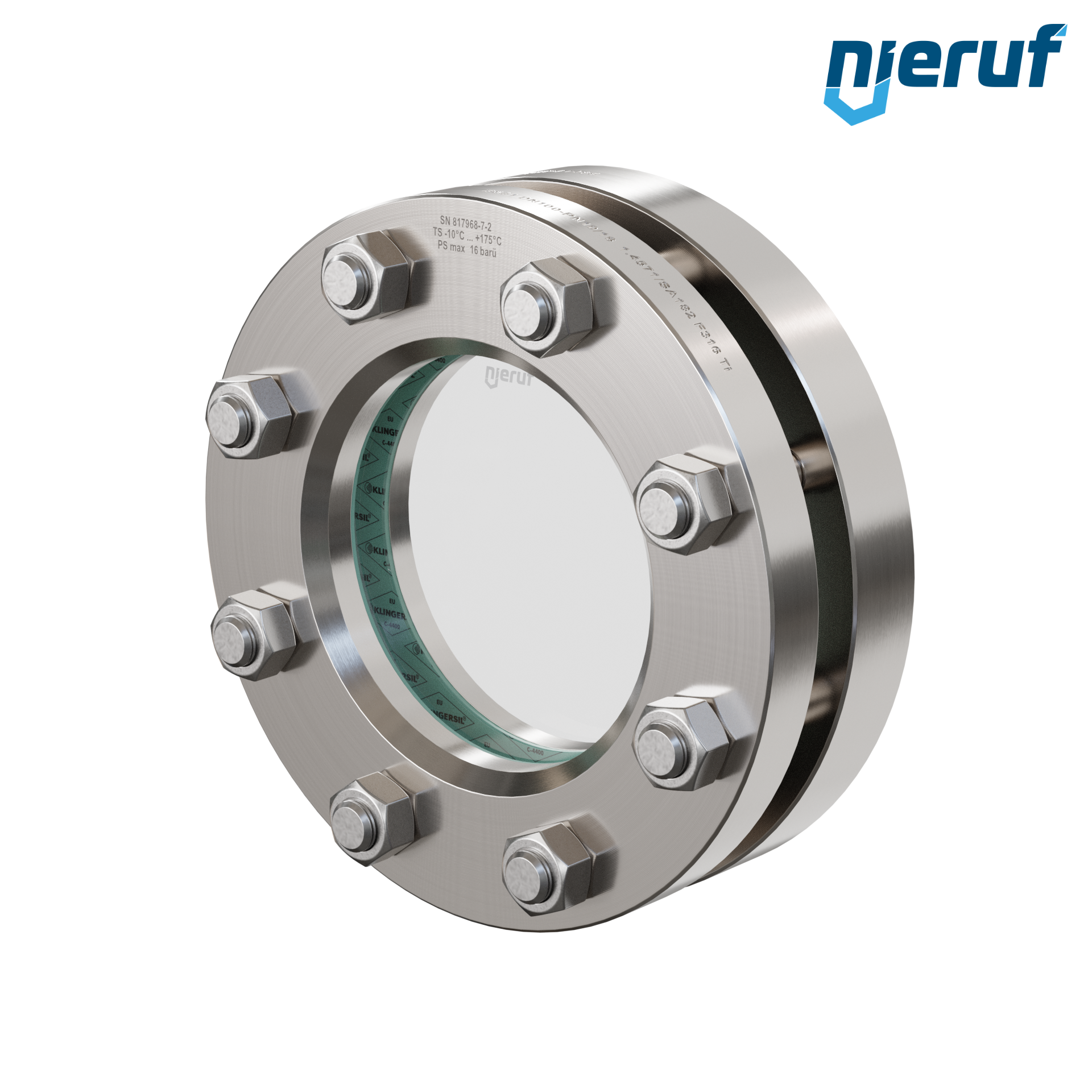 oblò di osservazione per serbatoi DN100 - 4" pollici  BS02 acciaio inossidabile 1.4571 vetro borosilicato 16bar