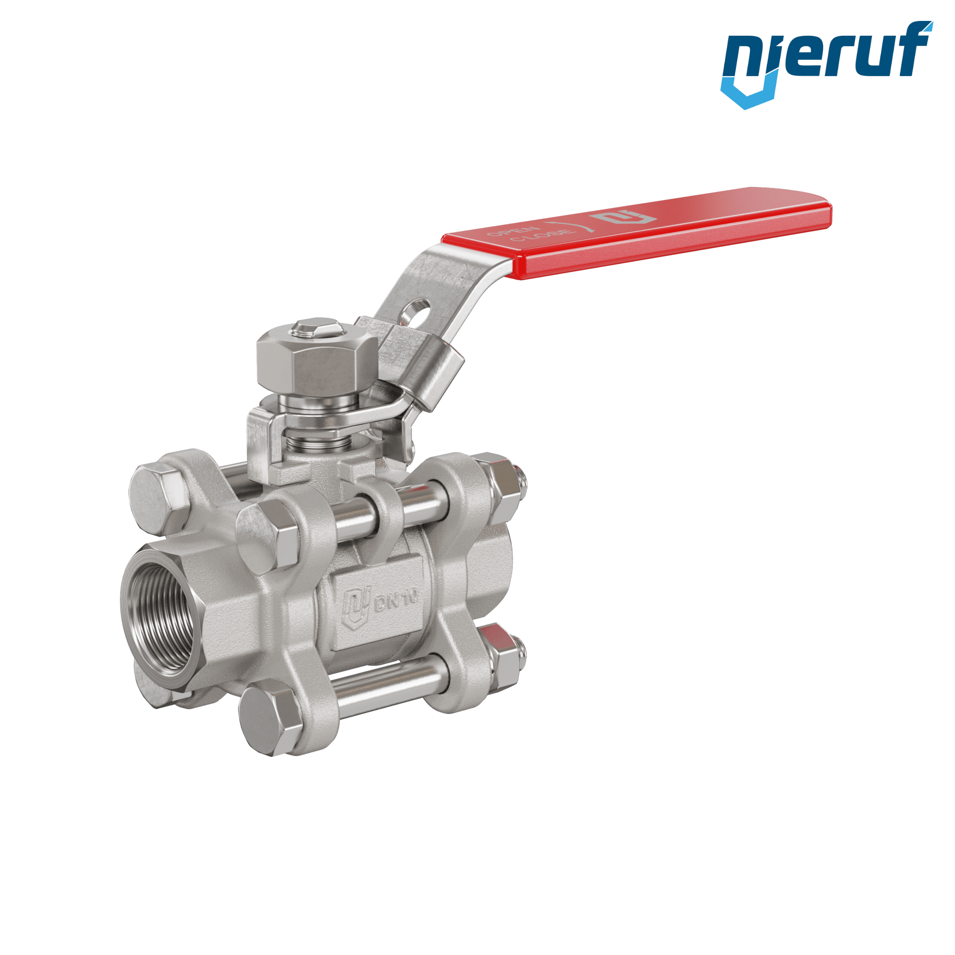 Valvola a sfera in acciaio inossidabile a 3 pezzi DN10 - 3/8" pollici filettatura interna NPT