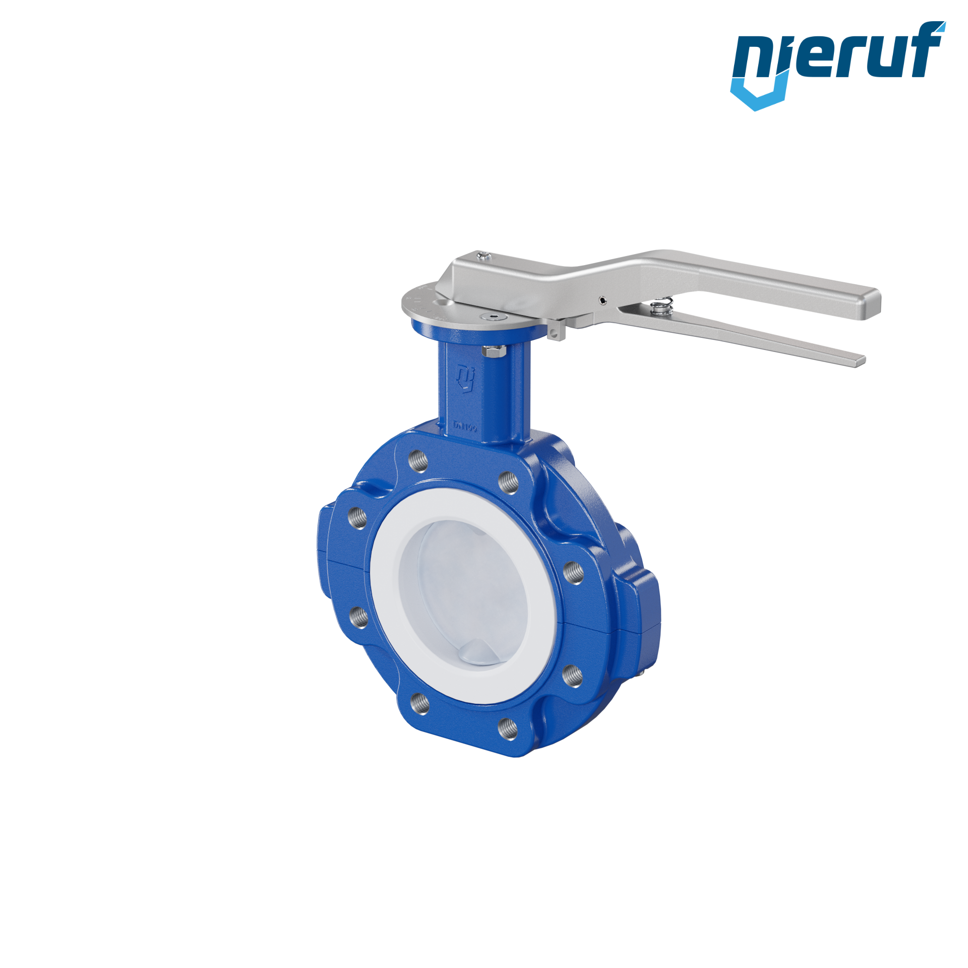 valvola a farfalla PFA PTFE AK10 DN100 PN10-PN16 leva inserto in FKM