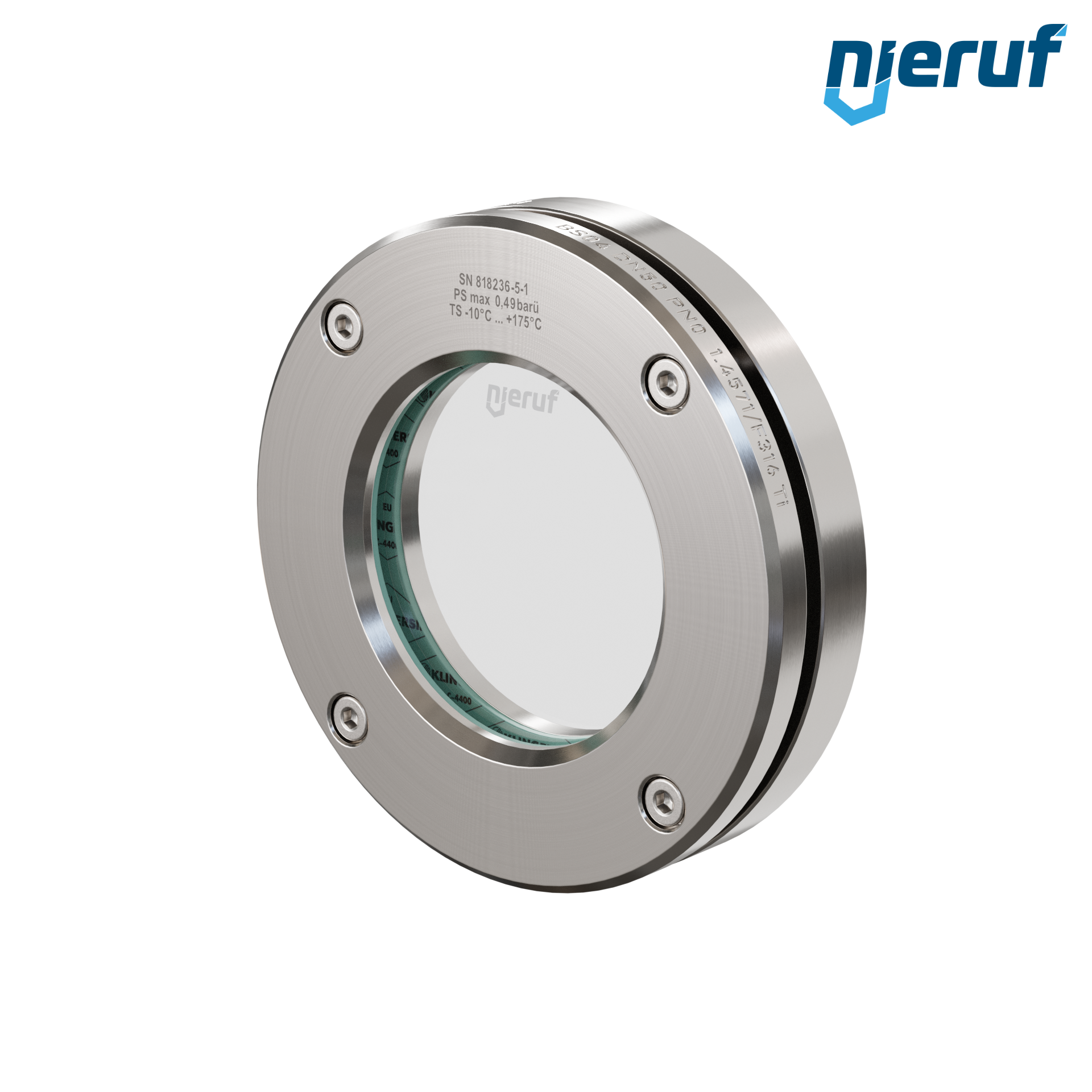 oblò di osservazione per serbatoi DN50 - 2" pollici BS04 acciaio inossidabile 1.4571 vetro borosilicato 0,0 bar