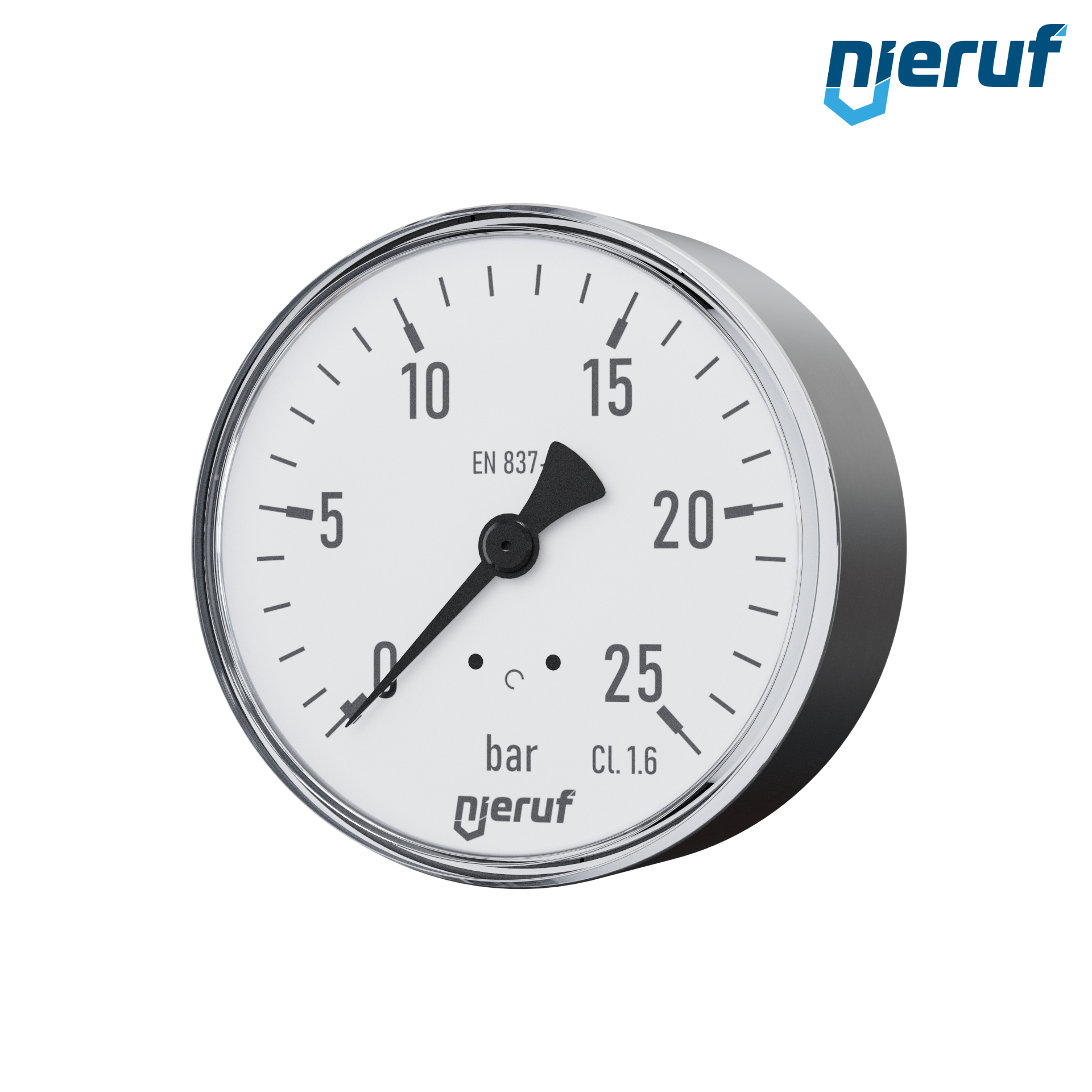 Manometer G 1/2" axial 63 mm Stahl MM04 0 - 25,0 bar ohne Füllung, trocken