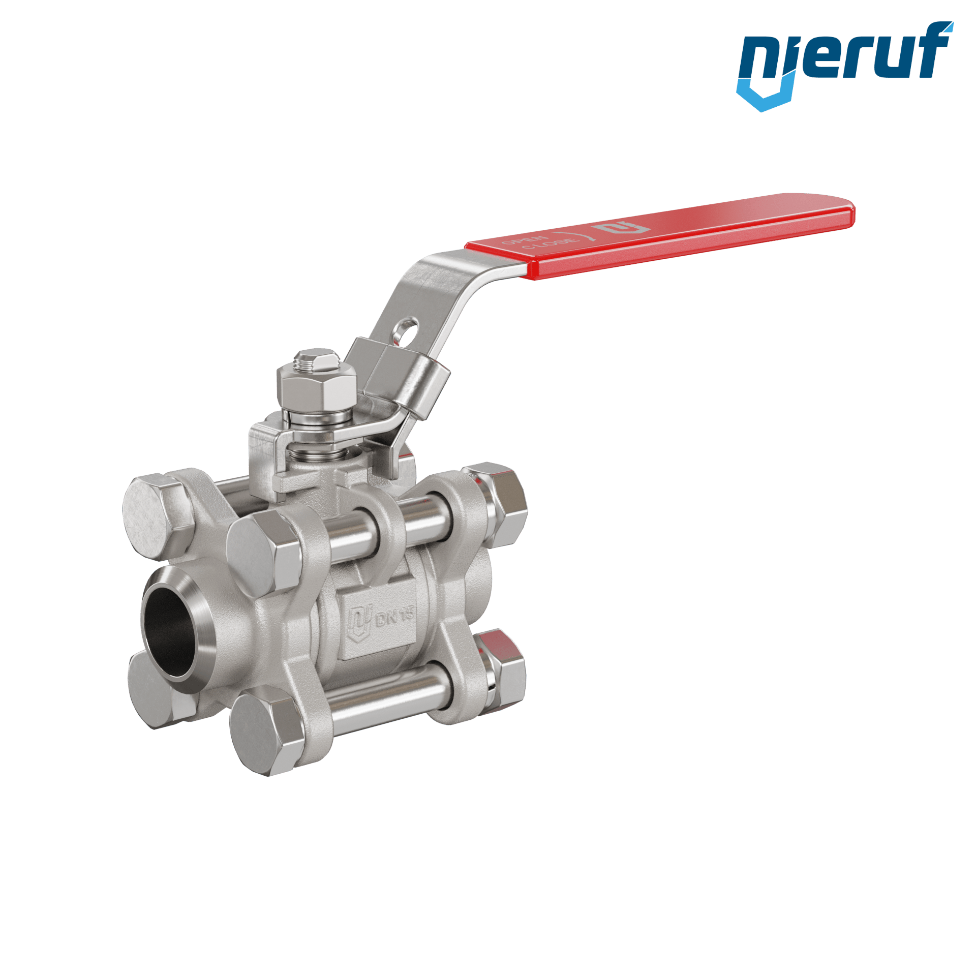 Valvola a sfera in acciaio inossidabile a 3 pezzi DN15 - 1/2" pollici con estremità a saldare