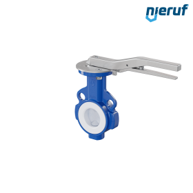 PFA-Absperrklappe PTFE AK09 DN50 PN10-PN16 Rasthebel Silikon Einlage