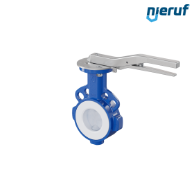PFA-Absperrklappe PTFE AK09 DN65 PN10-PN16 Rasthebel Silikon Einlage