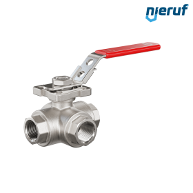 3-Wege Kugelhahn DN15 - 1/2" Zoll GK09 Edelstahl L-Bohrung