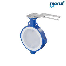 PFA-Absperrklappe PTFE AK09 DN250 PN10-PN16 Rasthebel Silikon Einlage