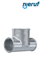 Tempergussfitting T-Stück Abzweig vergrößert Nr. 130, 1/2" x 1" Zoll verzinkt