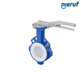 PFA-Absperrklappe PTFE AK09 DN80 PN10-PN16 Rasthebel Silikon Einlage