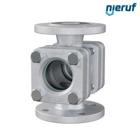 Flansch Schauglas DN40 - 1 1/2" Zoll Grauguss GG25 Flansch ANSI 150 Natron-Kalk-Glas Version mit Tropfnase